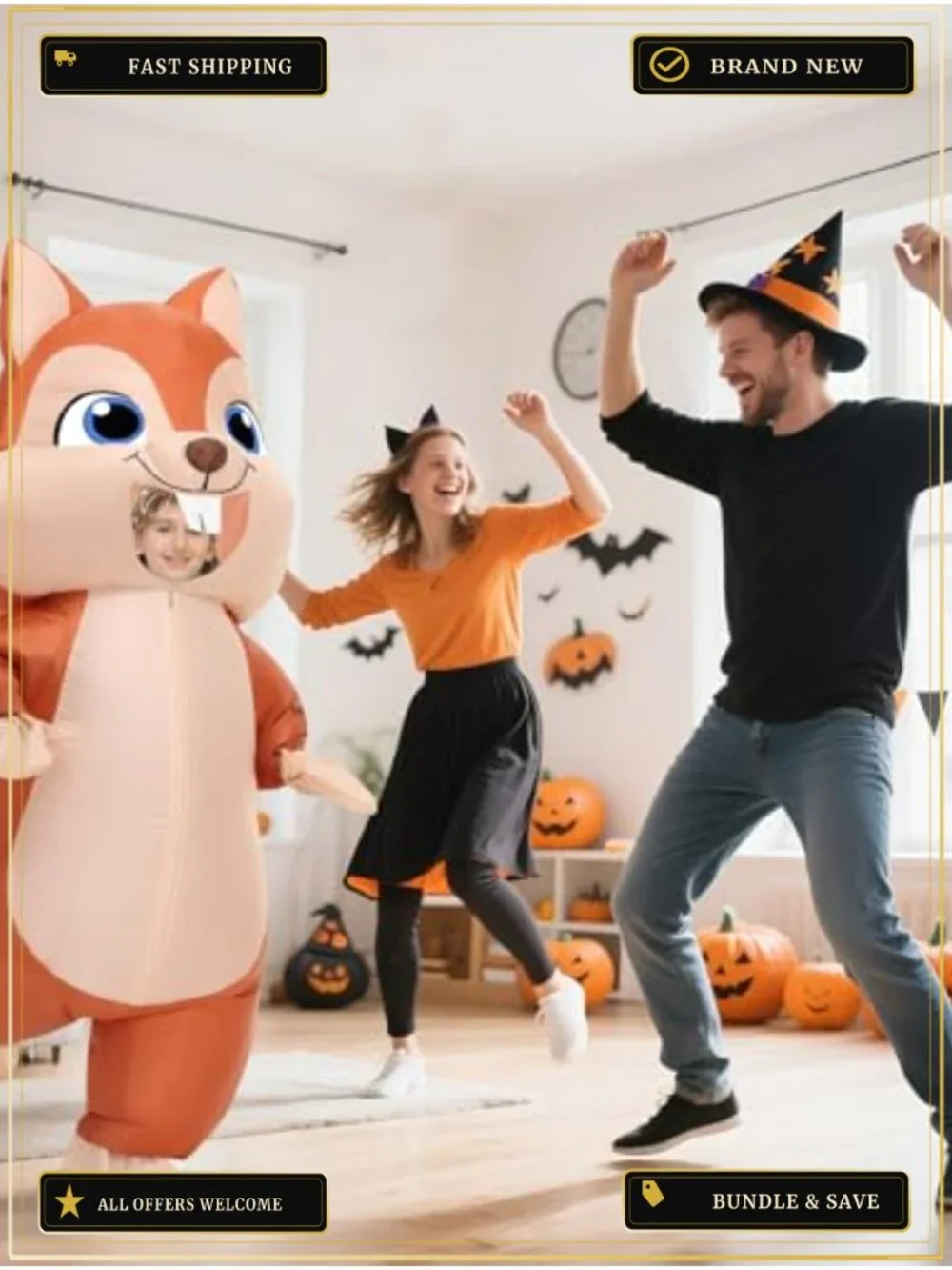 Kids Inflatable Squirrel Costume Blow Up Suit for Halloween Christmas